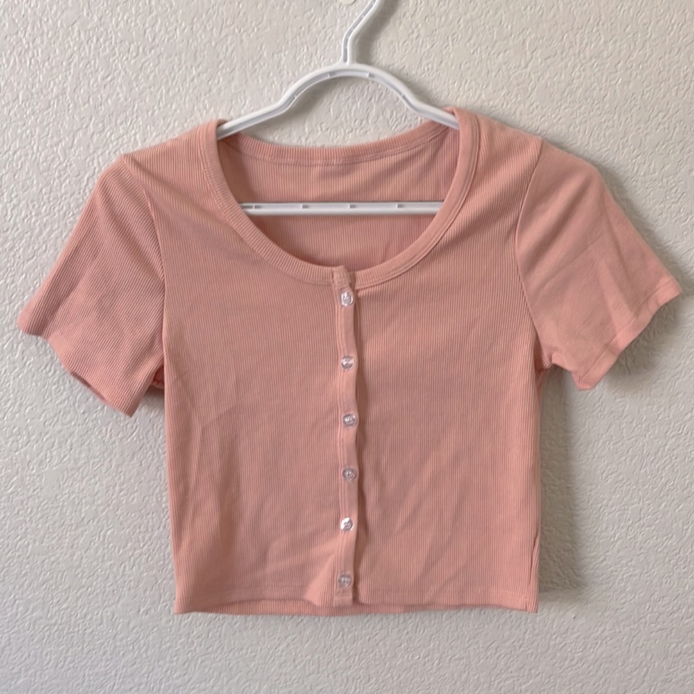 Pink Cropped Button Up Cardigan Shirt